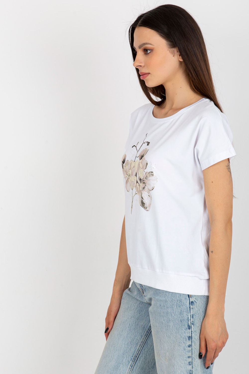 Rue Paris White Round Neck Short Sleeve Cotton Blouse - view 2