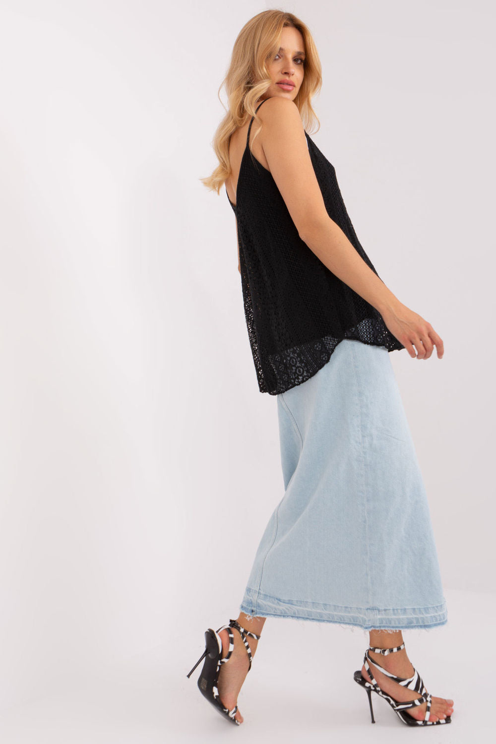 Och Bella Black Lace Sleeveless Cami Top