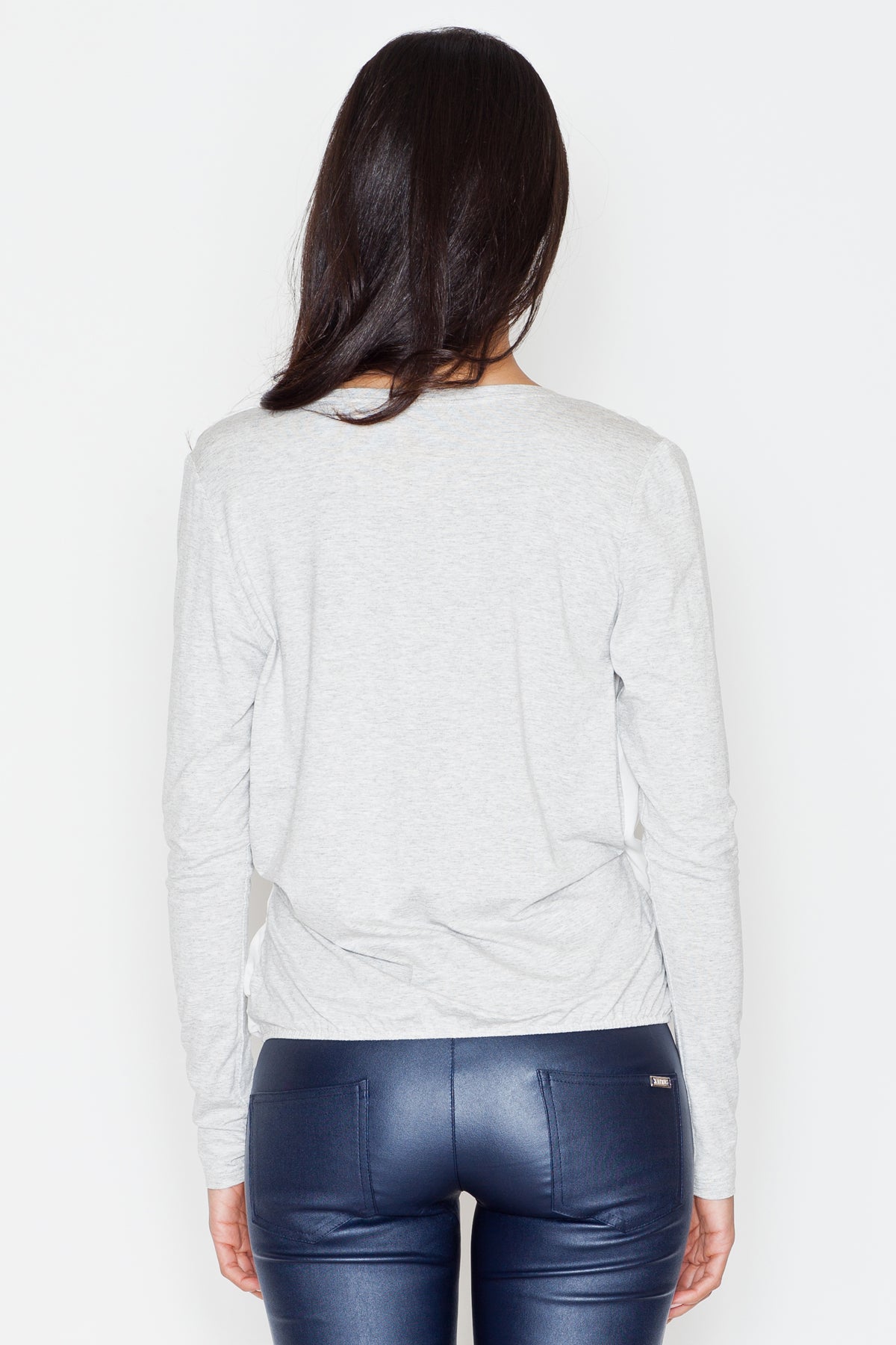 Figl Light Grey Pleated Long Sleeve Blouse - view 3