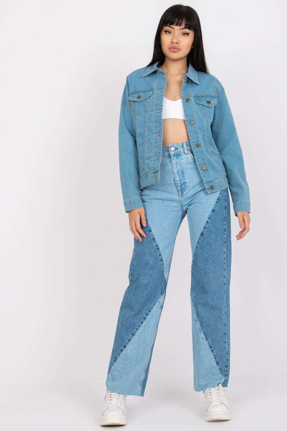 Rue Paris Light Blue Denim Cotton Jacket