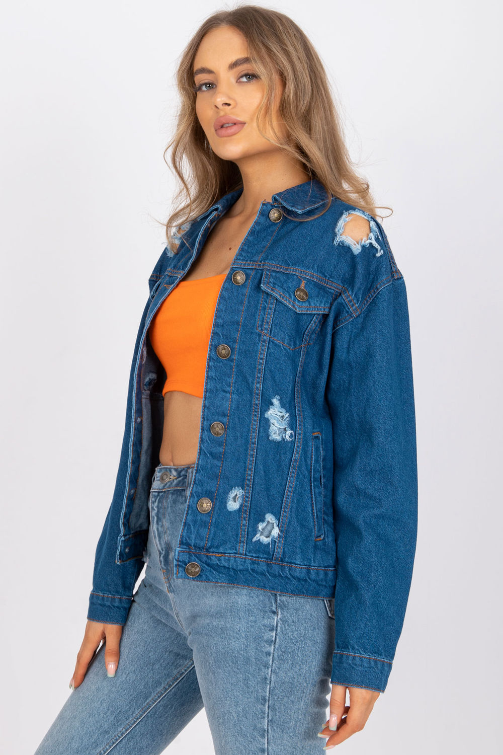 Rue Paris Blue Cotton Jacket - view 4