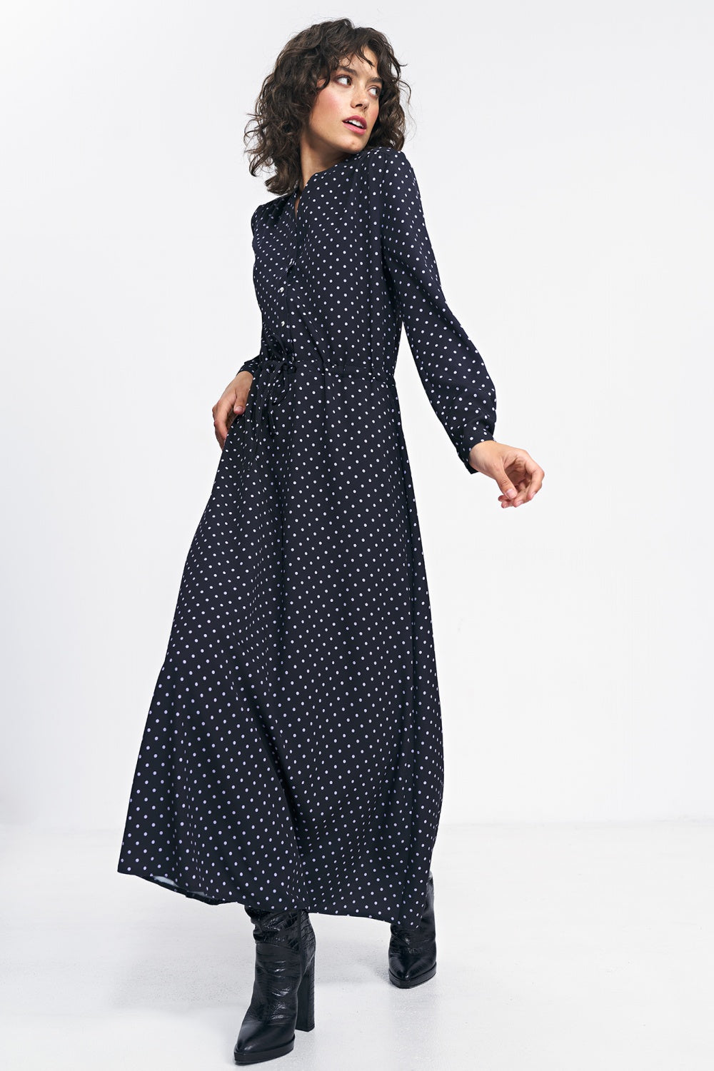Nife Black Printed Dress