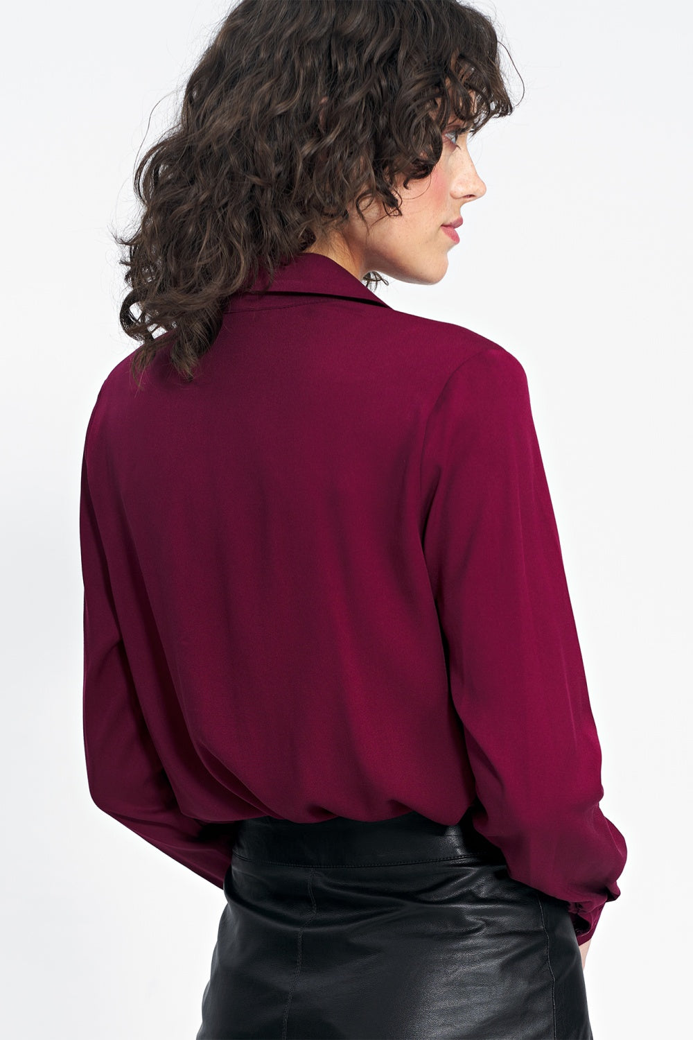 Nife Burgundy Oversized Long Sleeve Top - view 3