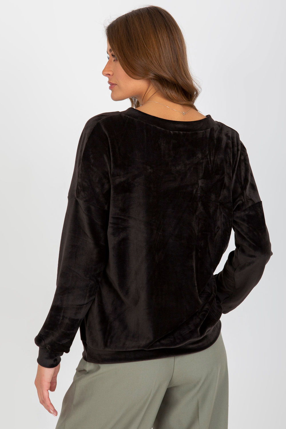 Relevance Black Velvet Long Sleeve Sweatshirt - view 3