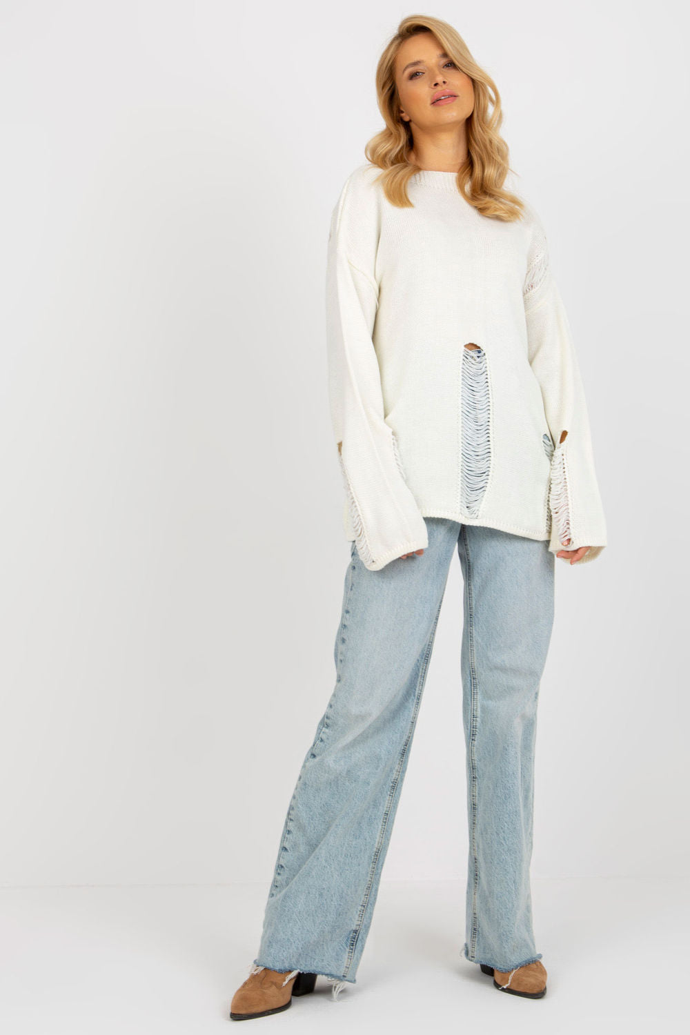 Badu Ecru Boat Neck Long Sleeve Jumper - view 2