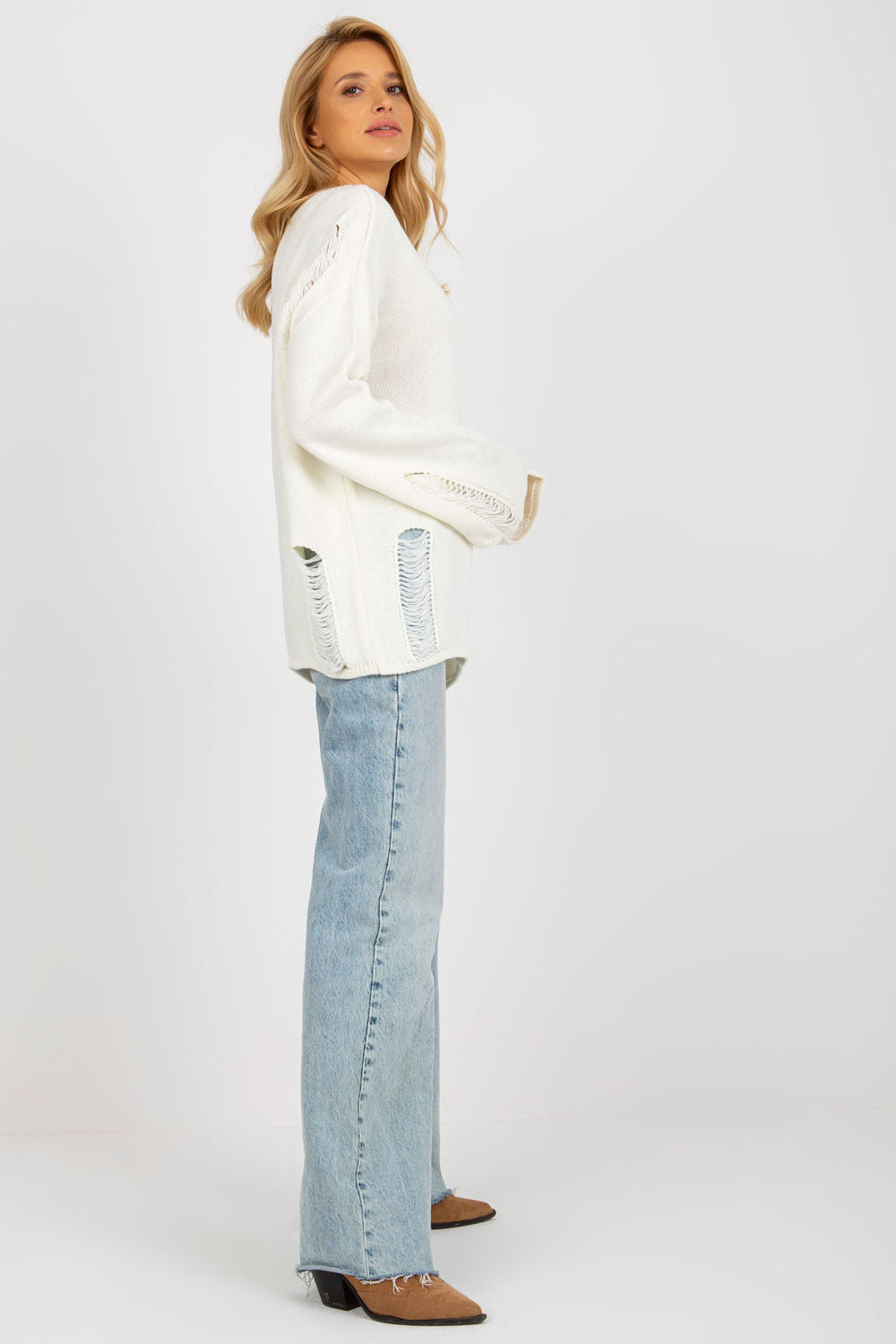 Badu Ecru Boat Neck Long Sleeve Jumper - view 3