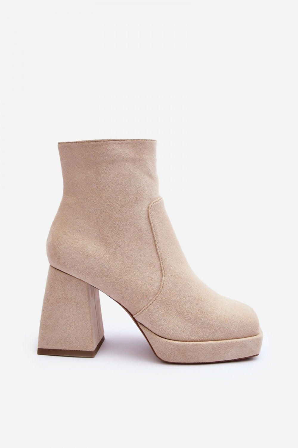 Step In Style Abnous Light Beige Faux Suede Heeled Ankle Boots - view 3