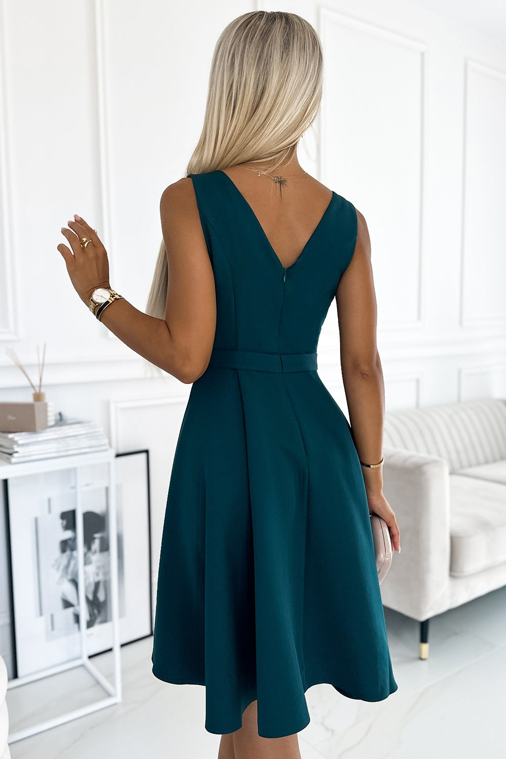 Numoco Maya Bottle Green Cocktail Dress - view 3