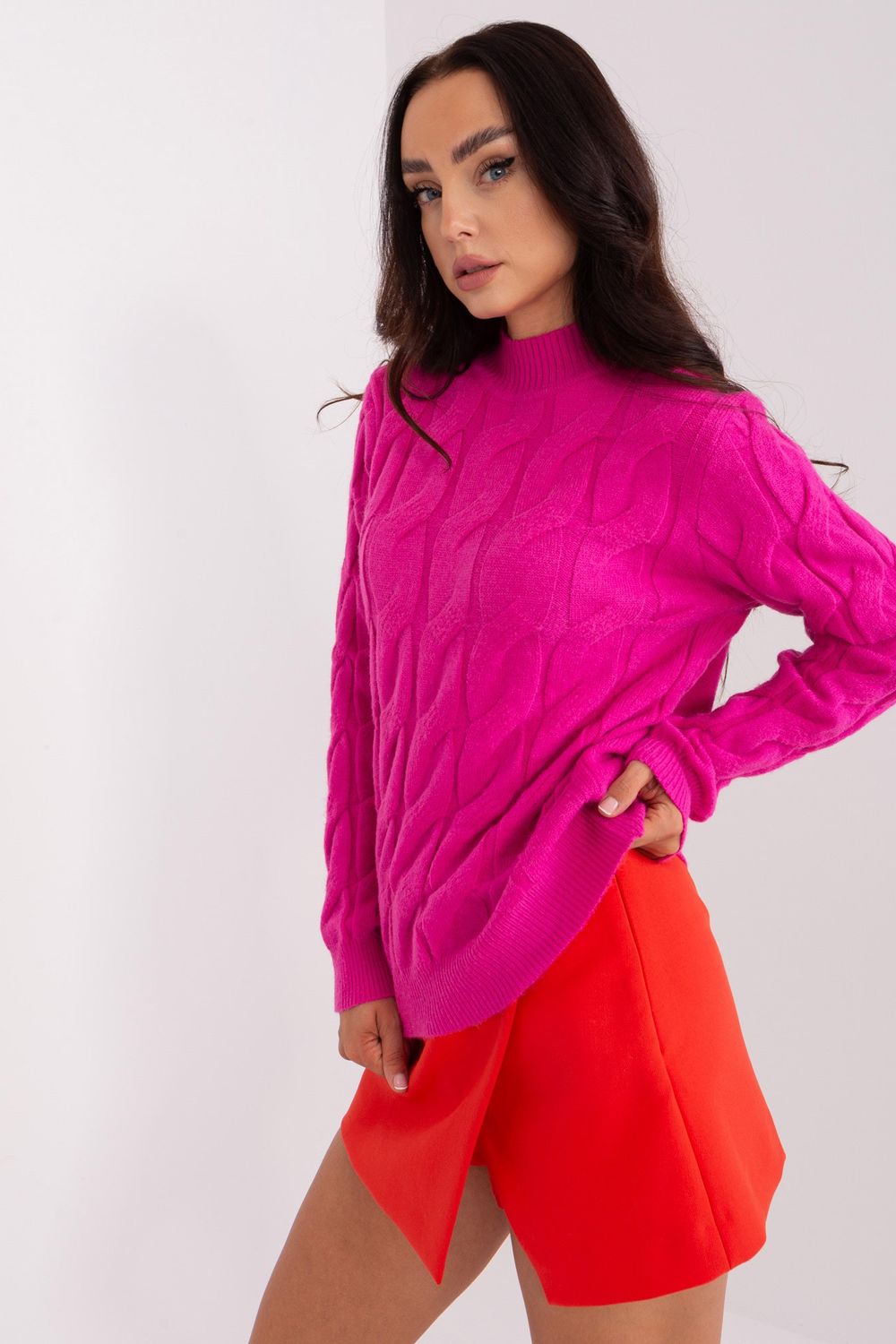 AT Fuchsia Roll Neck Long Sleeve Jumper - view 2
