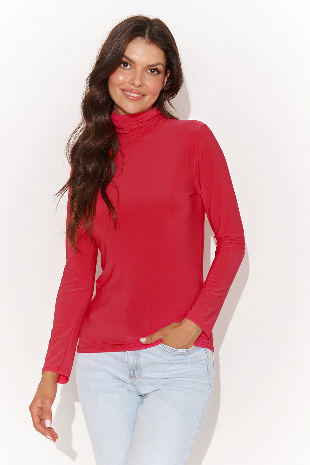 Numinou Red Wrap Long Sleeve Blouse