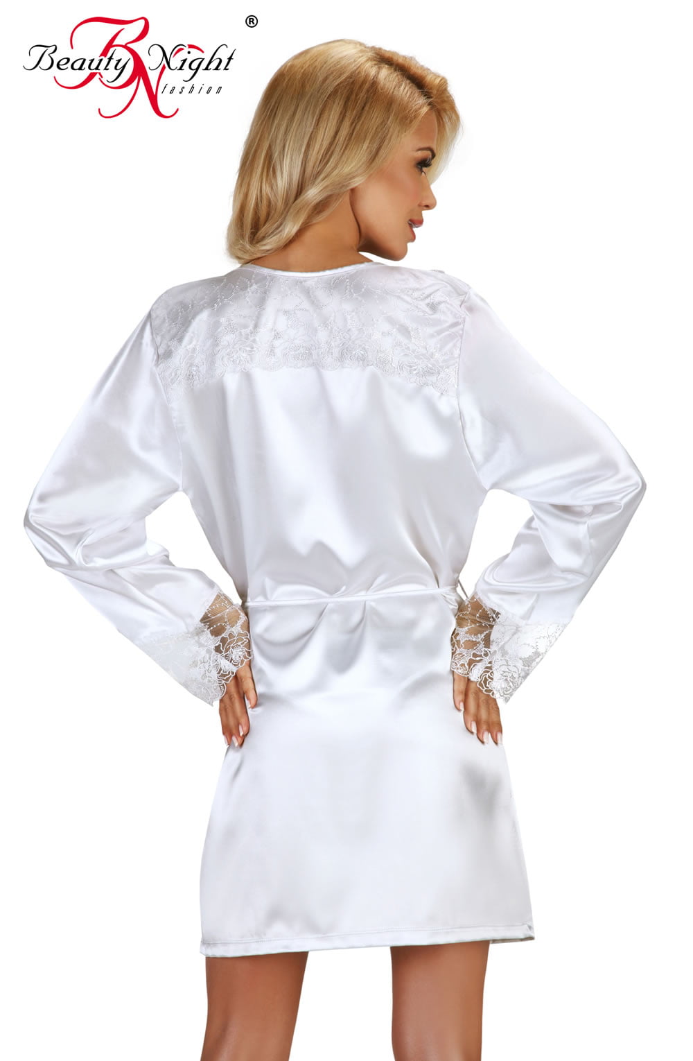 Beauty Night Fabienne White Lace Dressing Gown - view 2