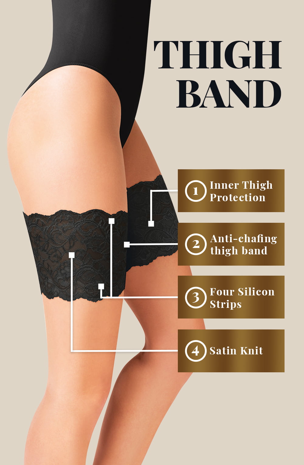 Gabriella Black Lace Thigh Bands - view 2