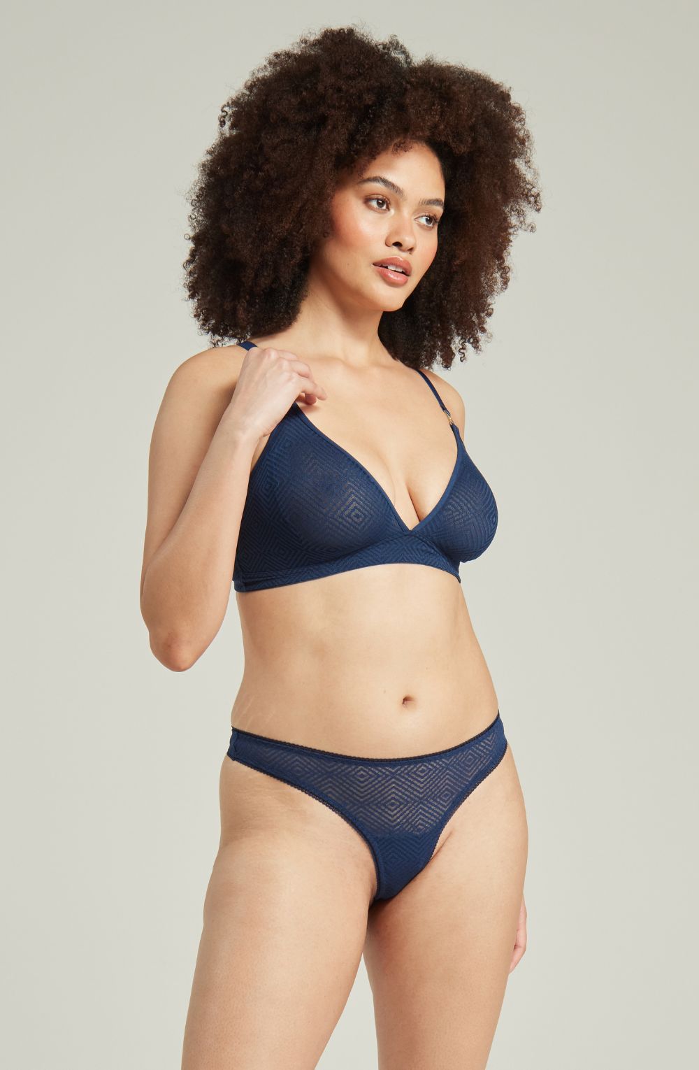 Nudea Deco Barely Navy Lace Thong