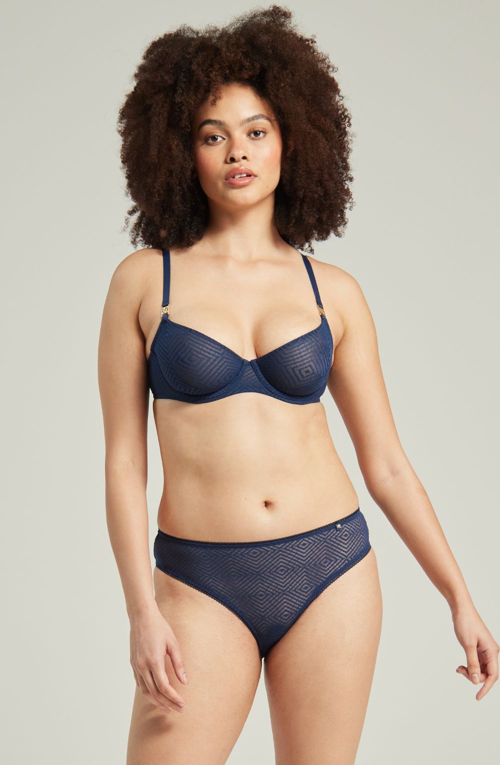Nudea Deco Leg Navy Lace Briefs