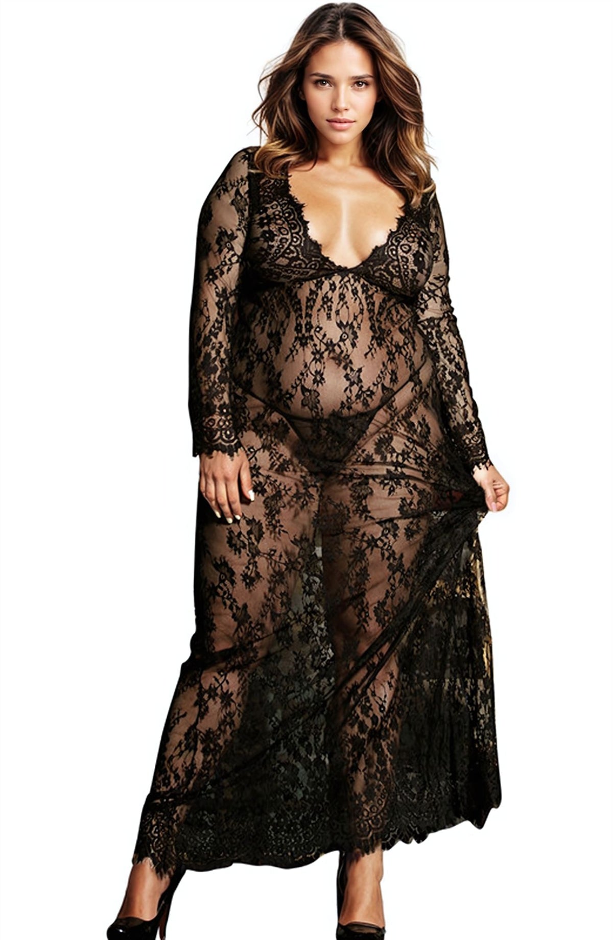 YesX Black Lace Floral Thong