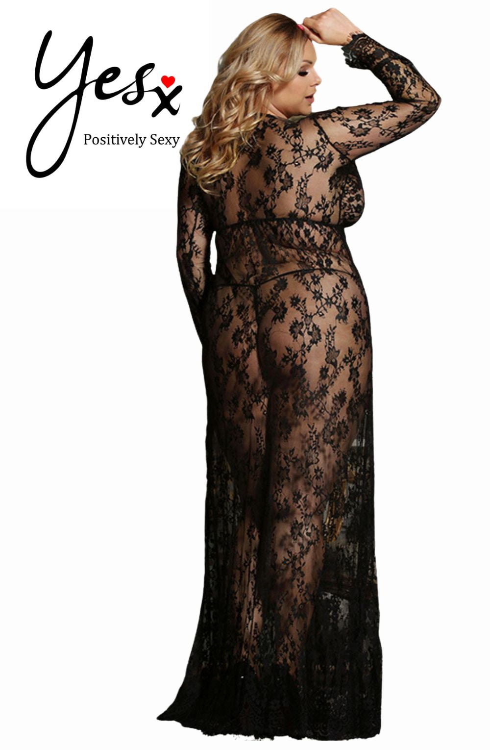YesX Black Lace Floral Thong - view 3