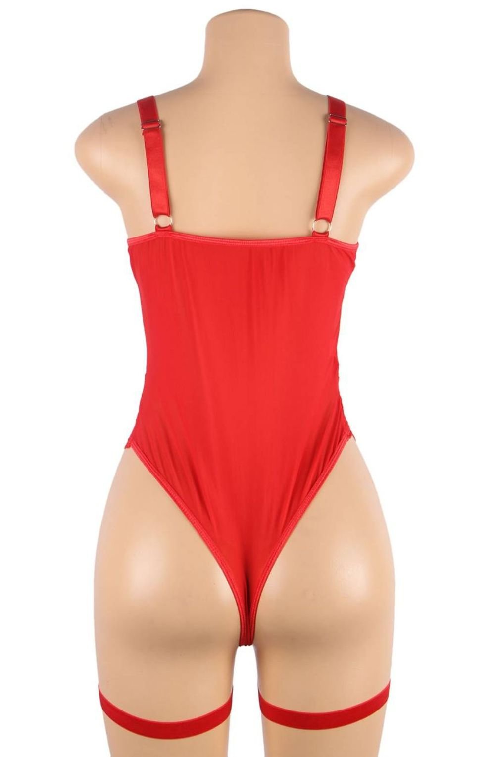 YesX Hot Red Lace Suspender Bodysuit - view 5