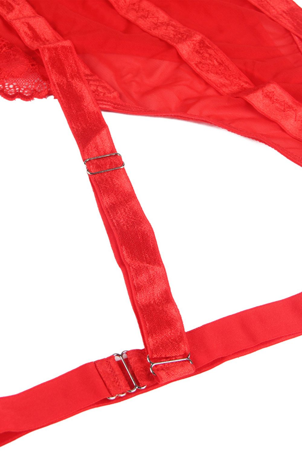 YesX Hot Red Lace Suspender Bodysuit - view 3