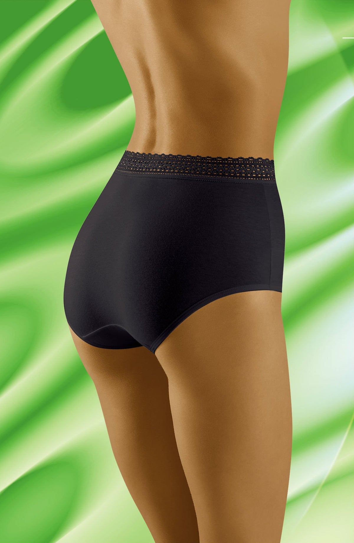 Wolbar Eco-Go Black Lace High Waisted Briefs - view 3
