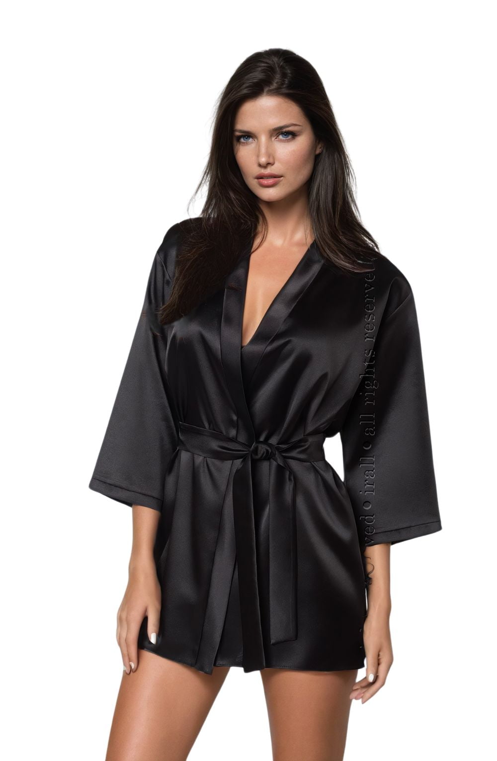 Irall Aria Black Satin Dressing Gown