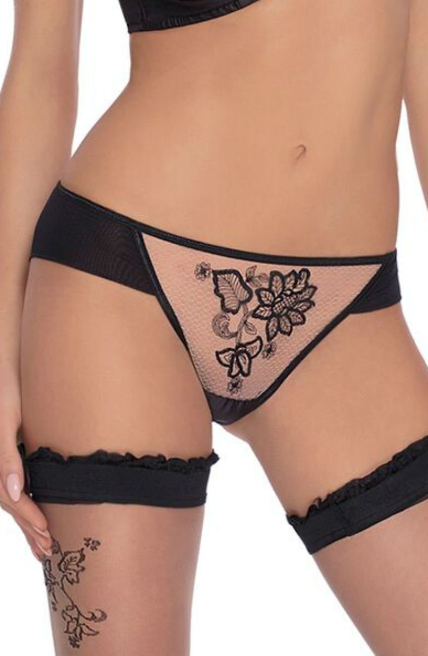 Roza Mehendi Black Suspender Briefs