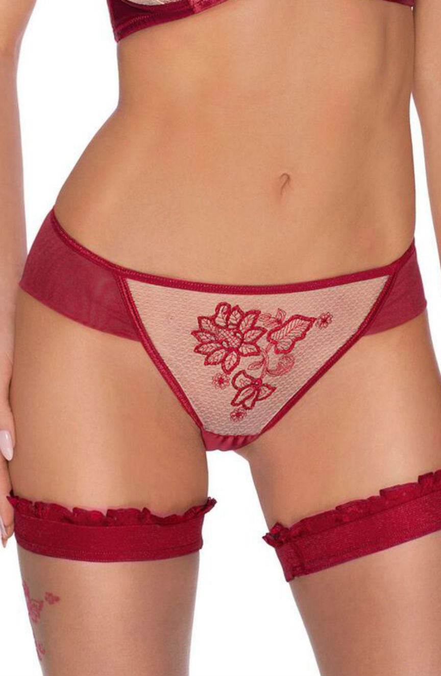 Roza Mehendi Claret Satin Briefs - view 2