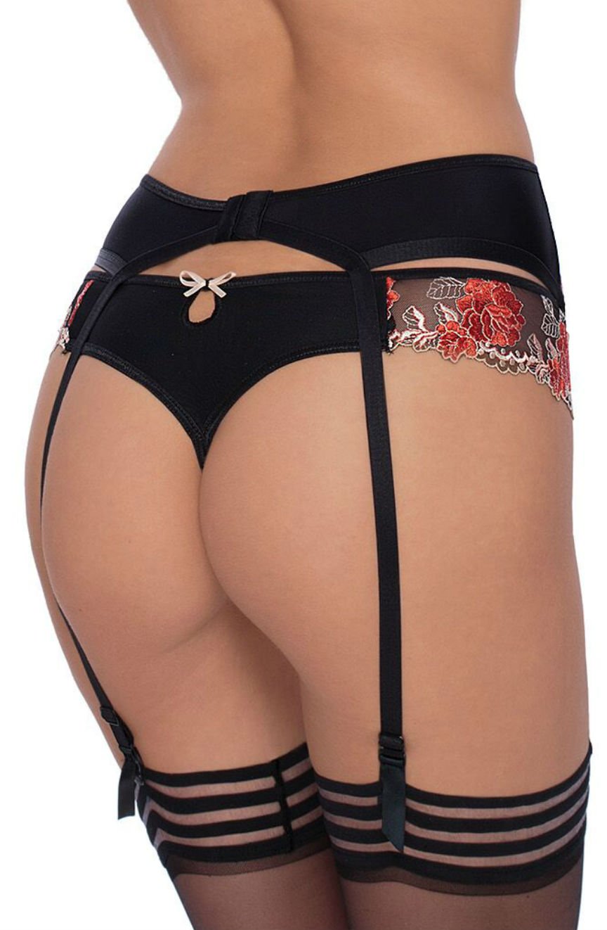 Roza Natali Black Floral Suspender Belt - view 2