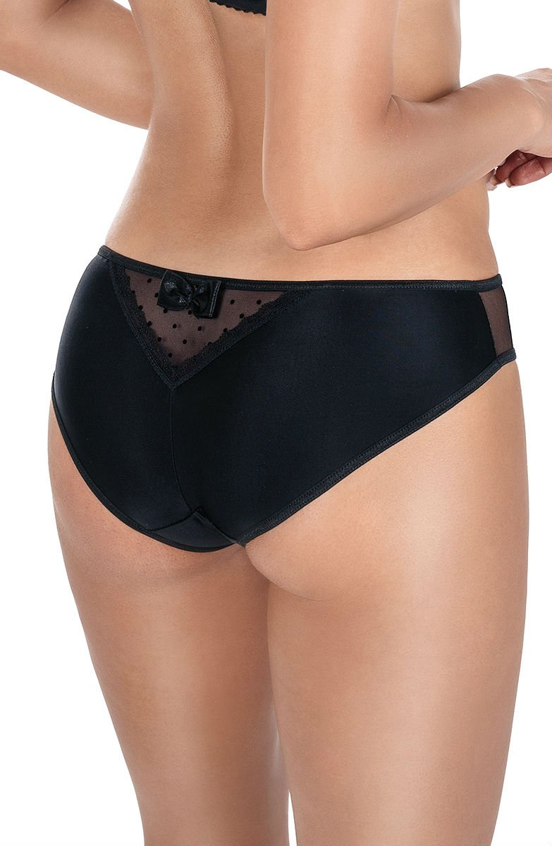 Roza Nefer Black-Salmon Black and Salmon Lace Suspender Briefs - view 3