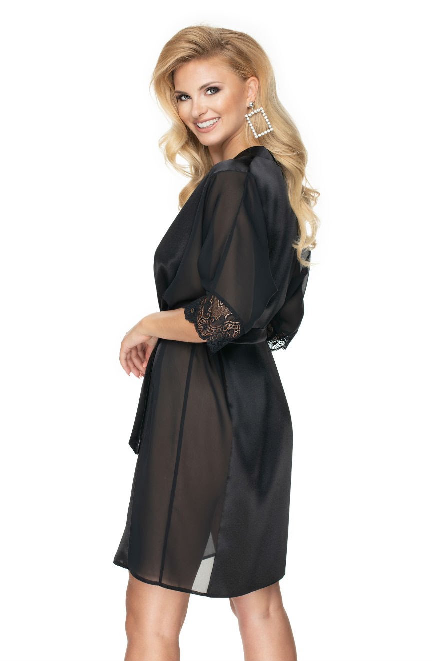 Irall Sharon Black Lace Dressing Gown - view 2