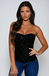YesX YX895 Sequin Corset Black