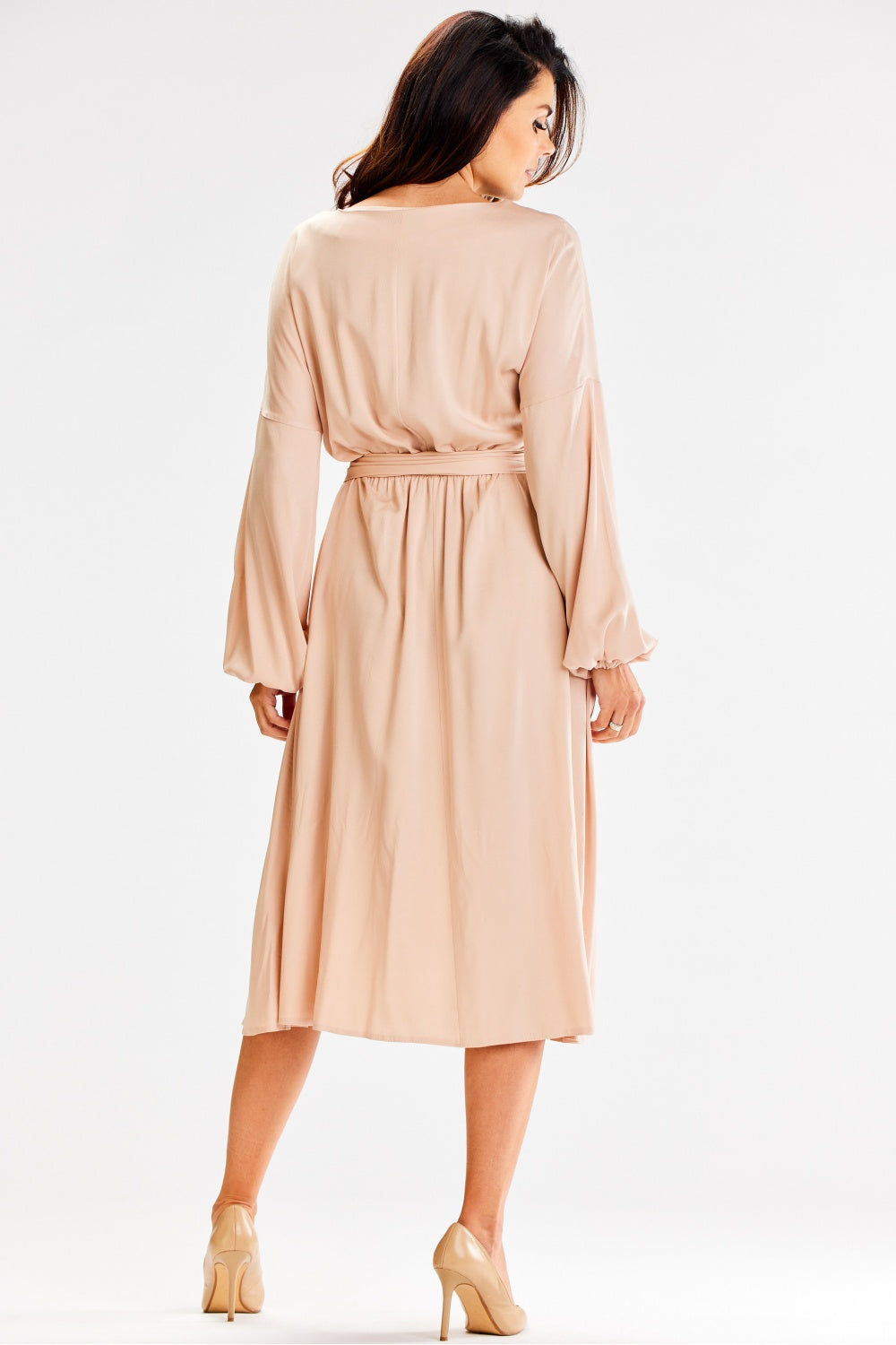 Awama Beige Bodycon Long Sleeve Dress - view 3