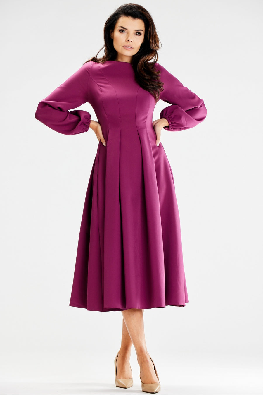 Awama Plum Midi Bodycon Dress
