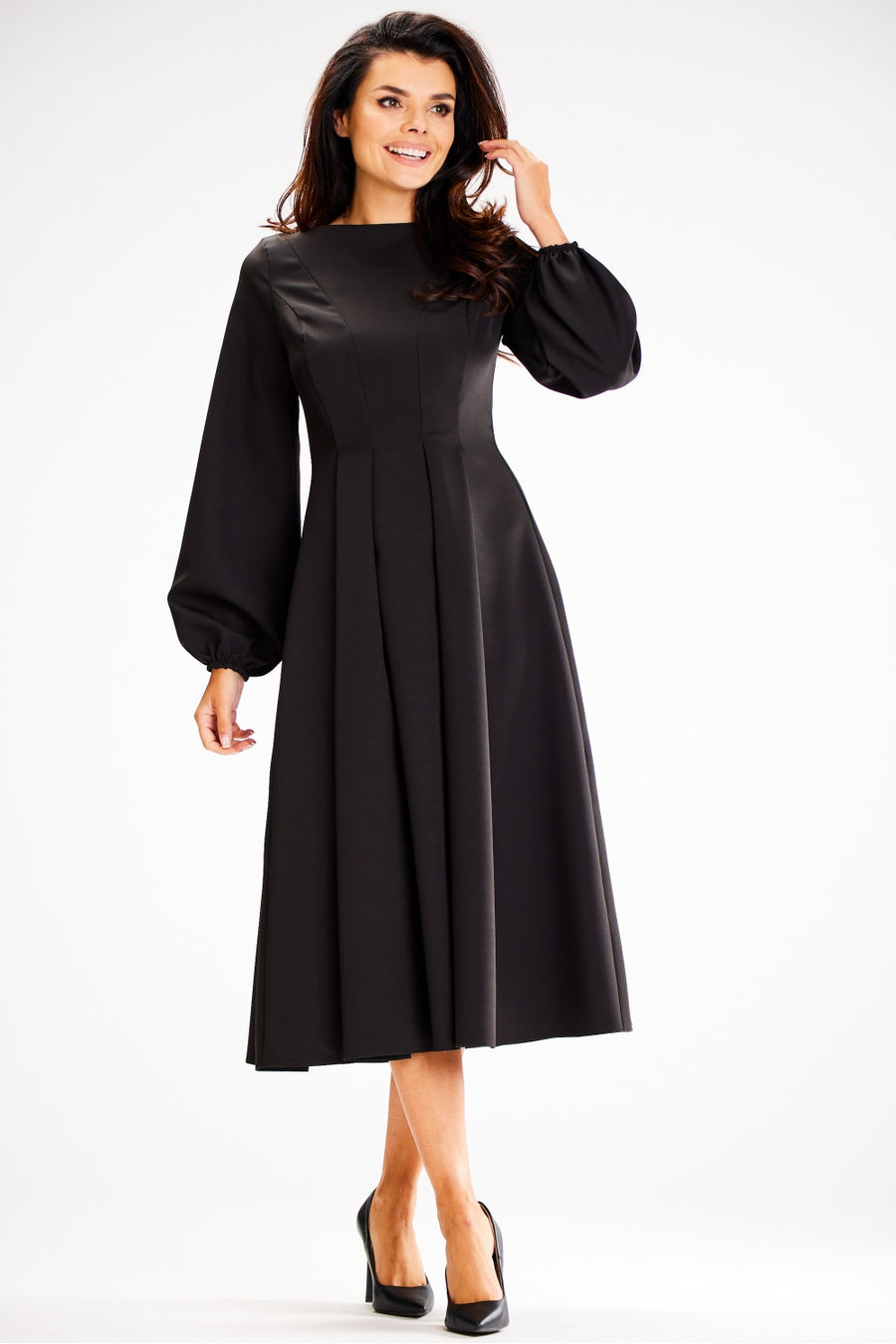 Awama Black Midi Bodycon Dress