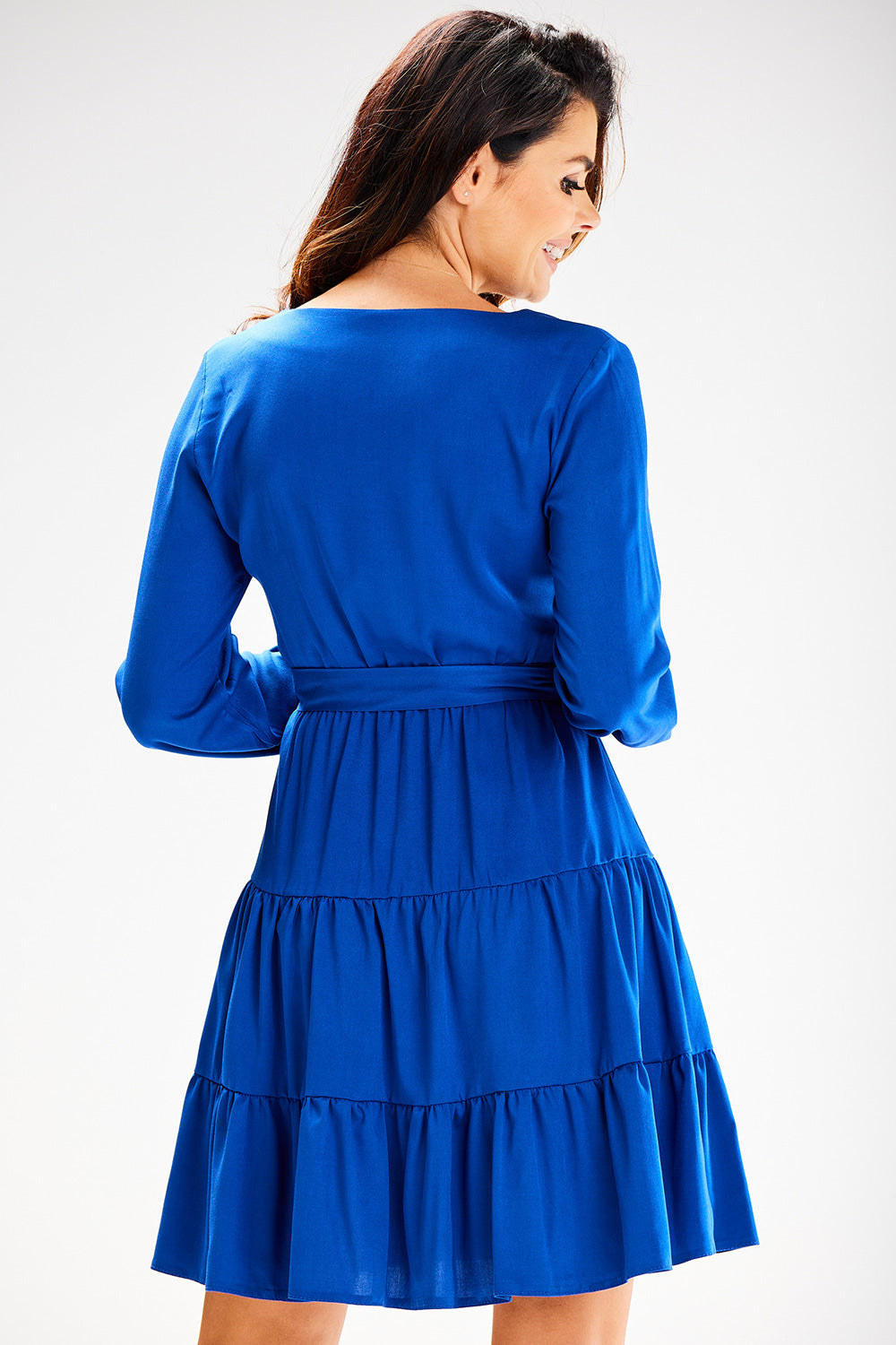 Awama Blue Flared Long Sleeve Dress - view 3