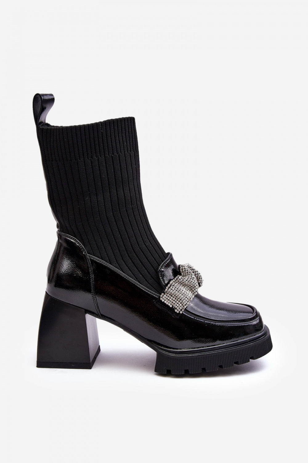 Step In Style Black Faux Leather Heeled Ankle Boots - view 3