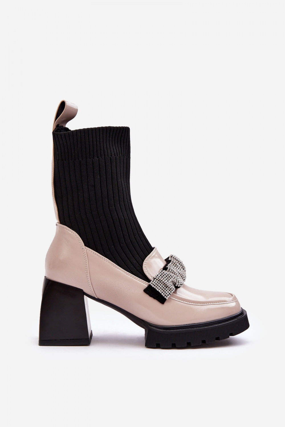 Step In Style Beige Faux Leather Heeled Ankle Boots - view 3