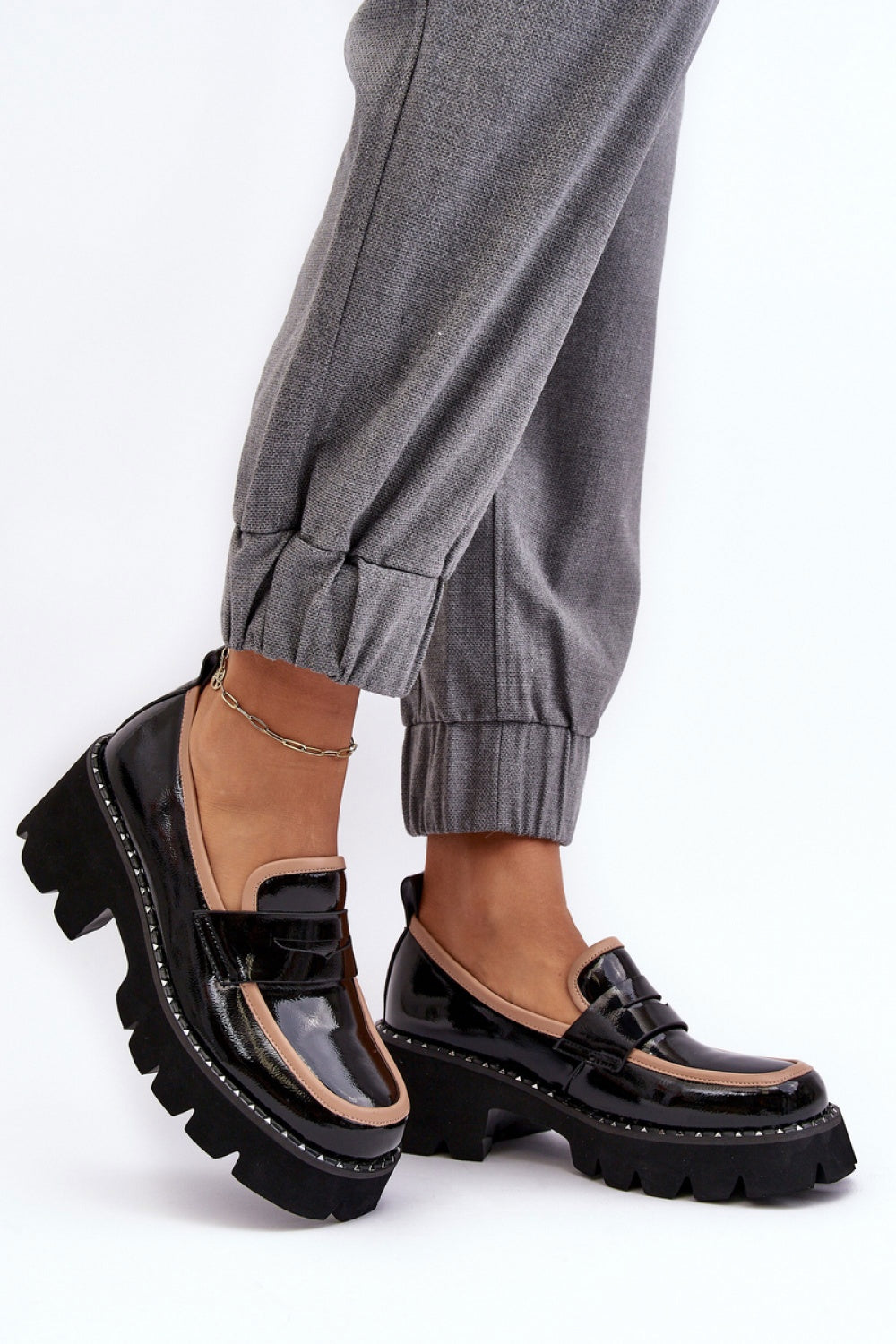 Step In Style Black Faux Leather Platform Moccasins - view 2