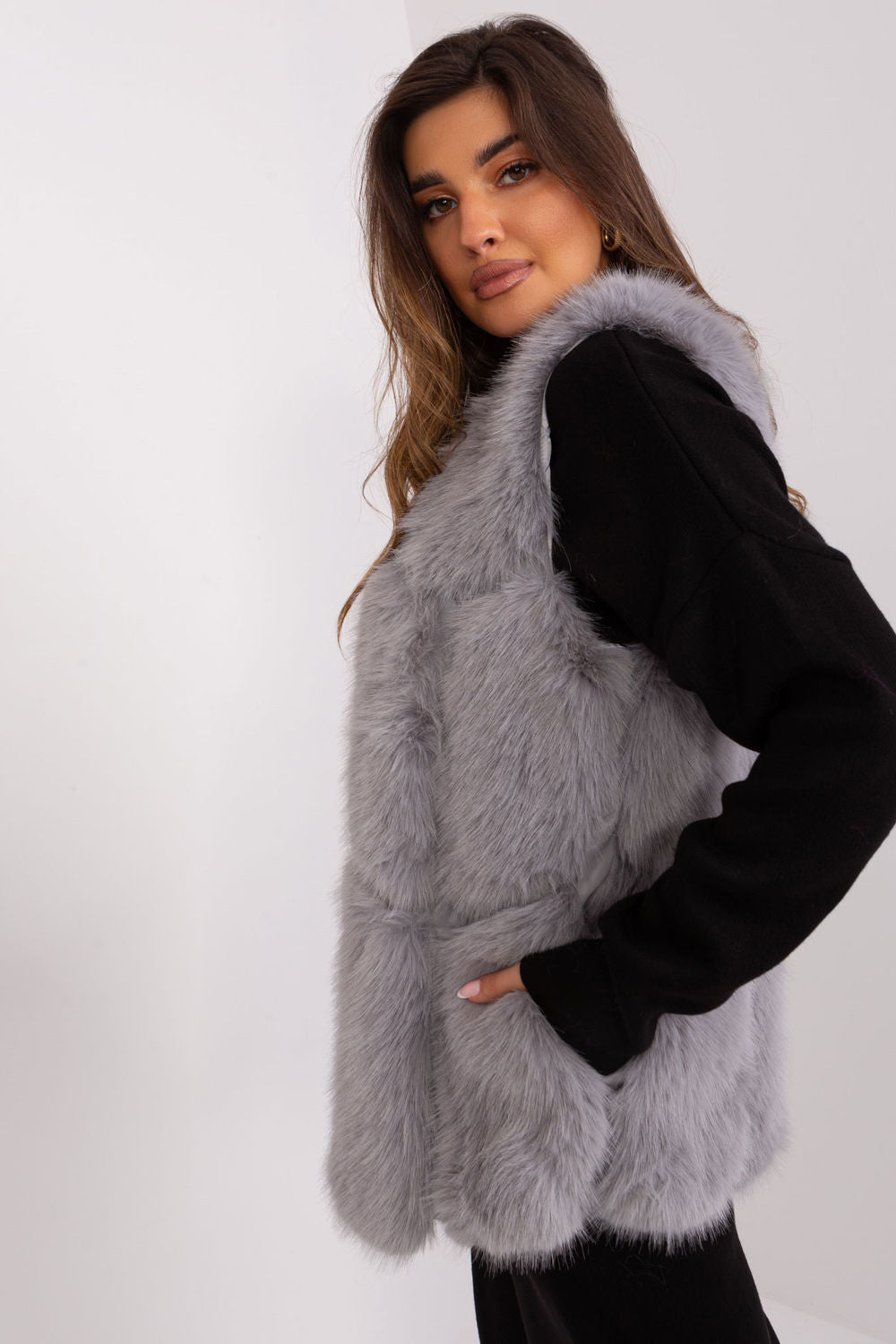 AT Grey Polyester Hooded Gilet - view 3