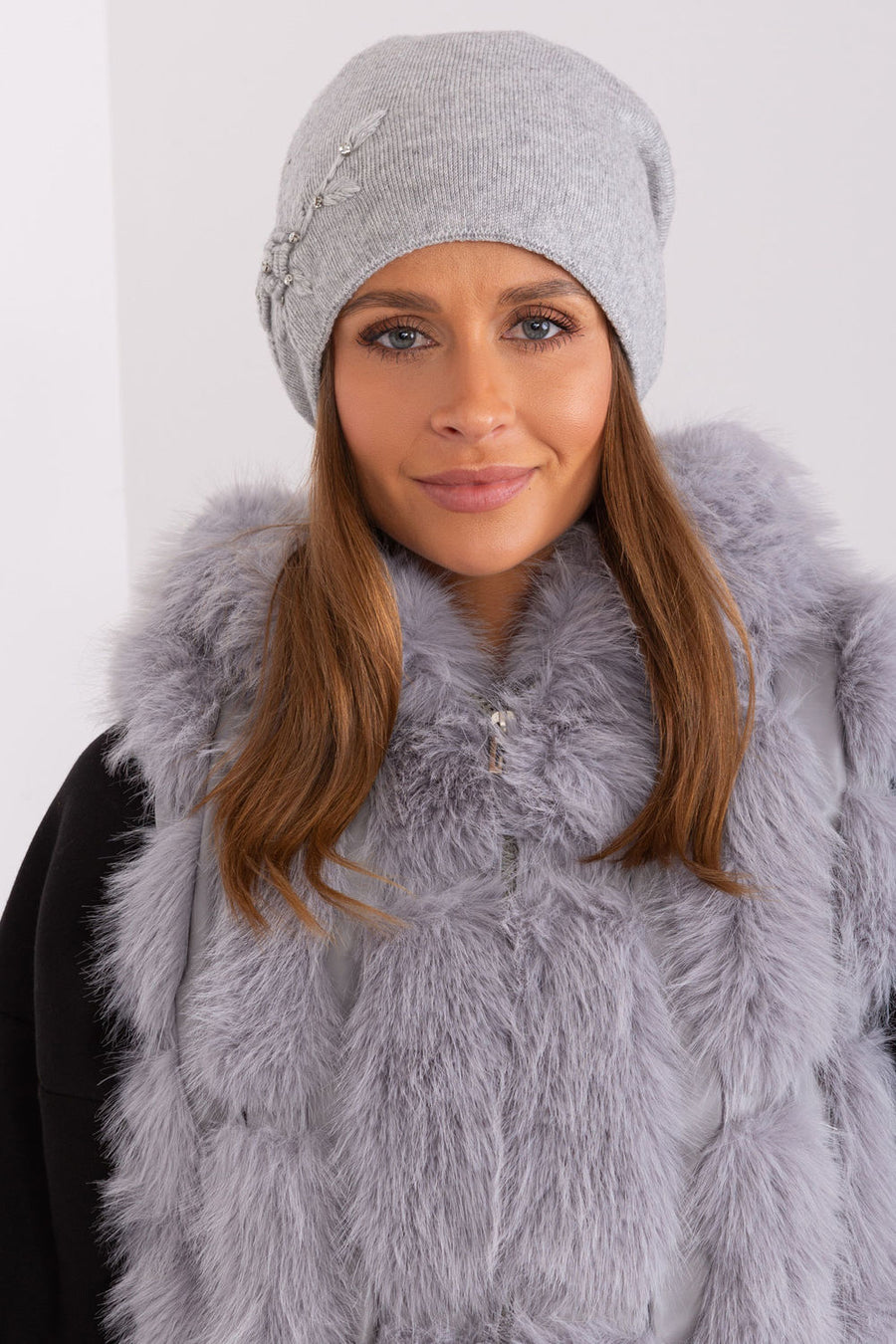 AT Grey Knitted Beanie Hat