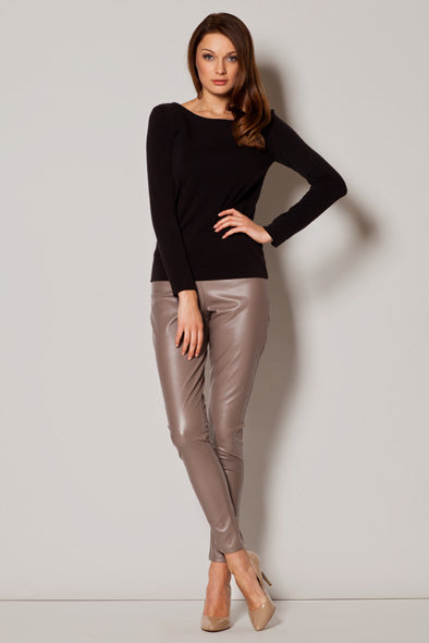 Figl Black Boat Neck Long Sleeve Jumper