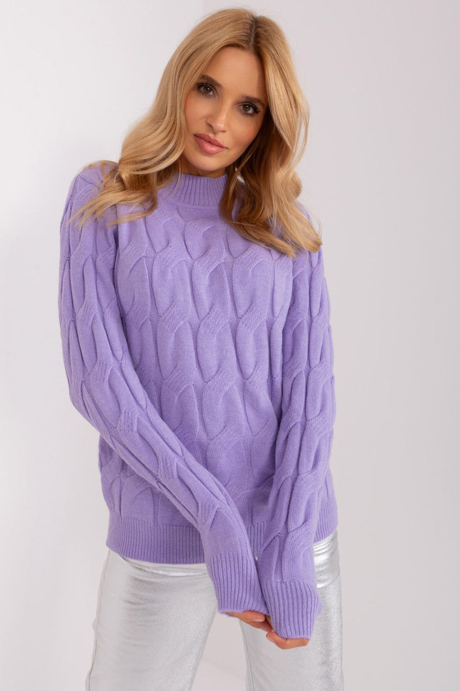 AT Light Violet Roll Neck Long Sleeve Jumper