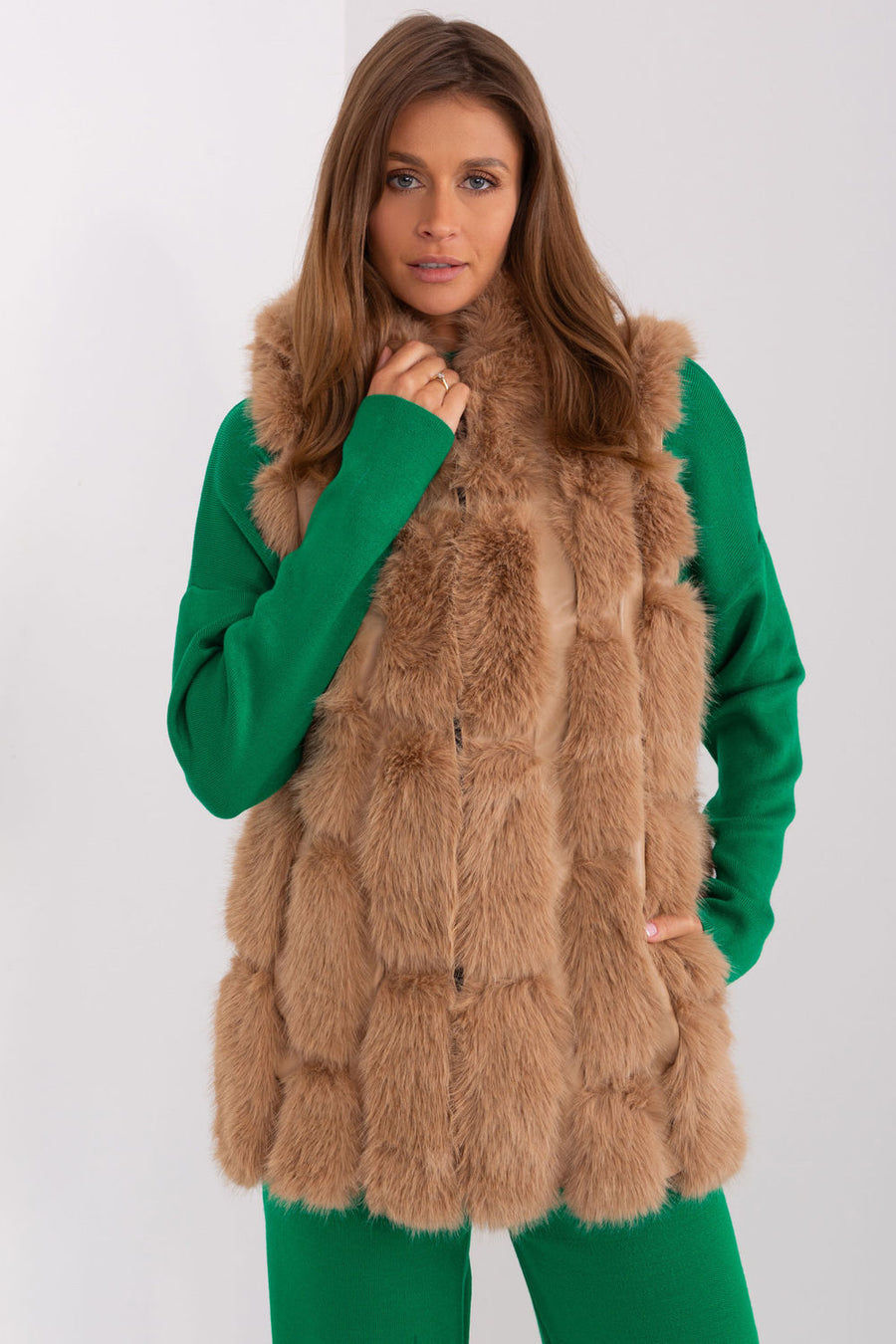 AT Camel Hooded Zip Up Gilet