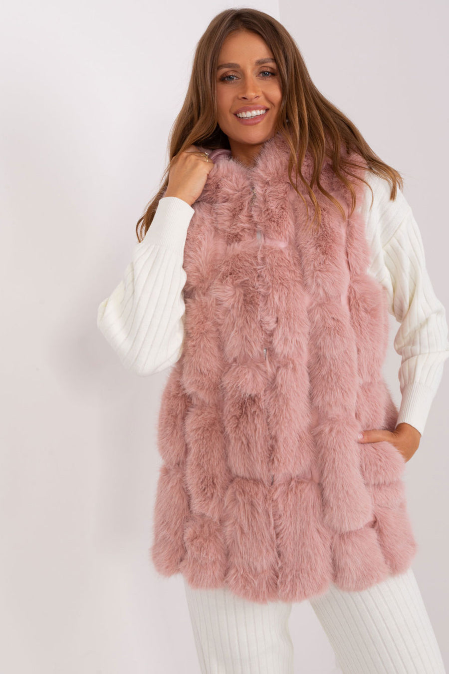 AT Light Pink Hooded Zip Up Gilet