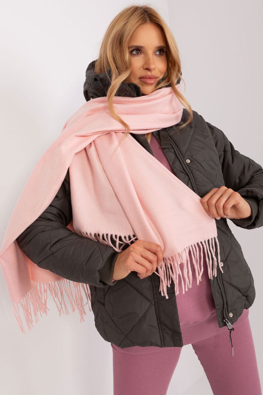 AT Light Pink Polyester Shawl