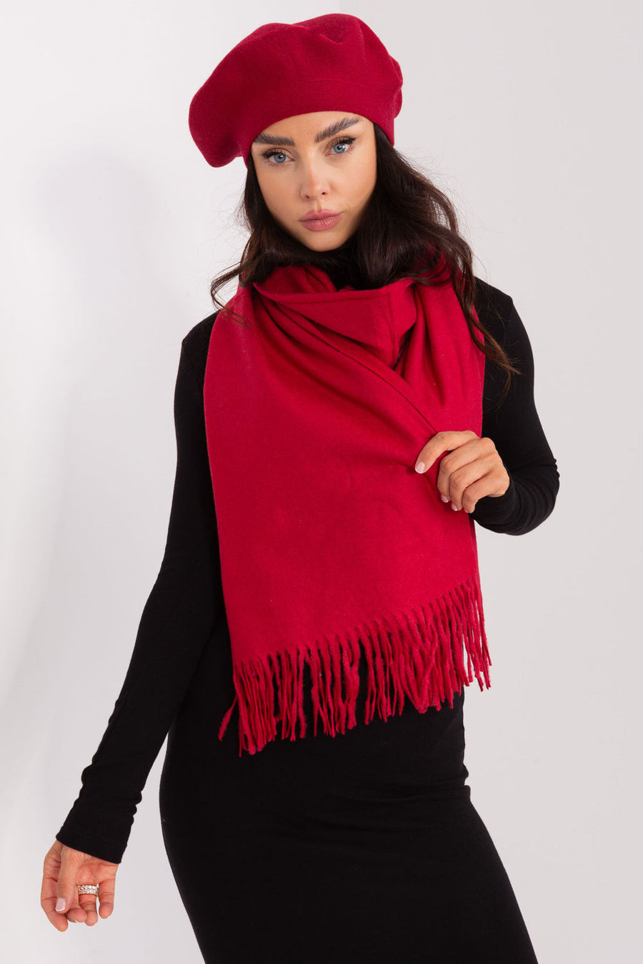 AT Burgundy Polyester Shawl