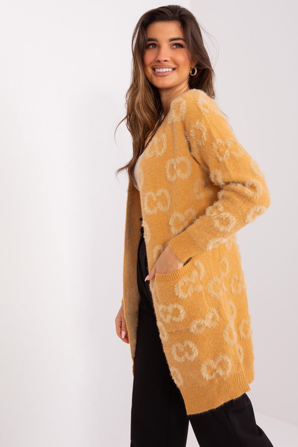 AT Camel Long Sleeve Cardigan with Pockets - view 2