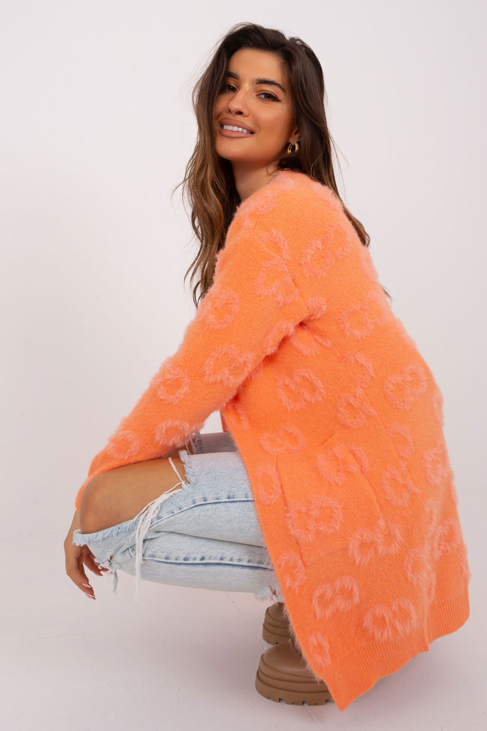 AT Orange Acrylic Long Sleeve Cardigan - view 3