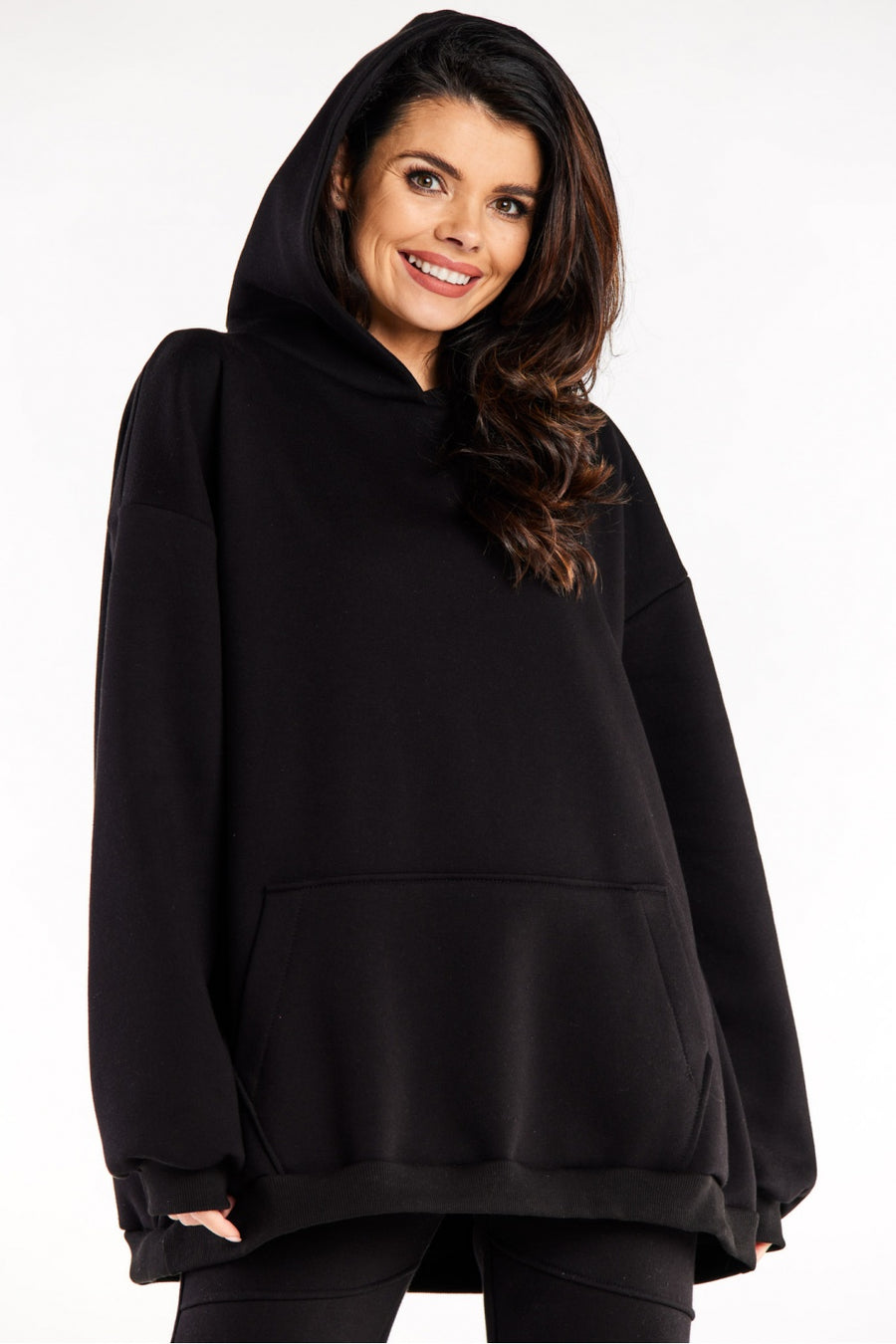 Infinite You Black Oversized Hooded Long Sleeve Sweatshirt