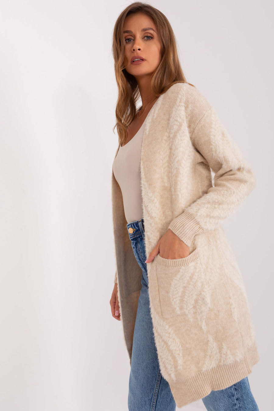 AT Light Beige Long Sleeve Cardigan