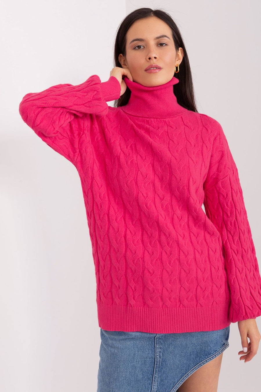 AT Fuchsia Long Sleeve Roll Neck Jumper